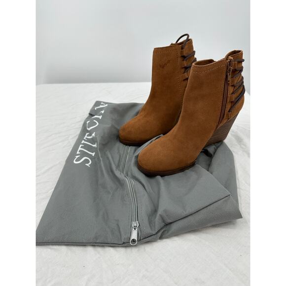 Diba Womens Suede Wedge Booties Size 9M Brown Ankle Round Toe - Picture 1 of 14